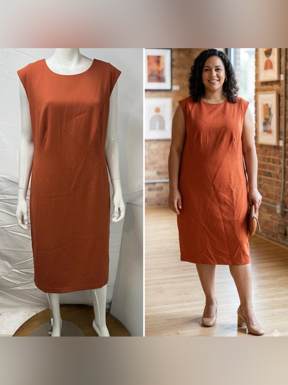 Donna Karan New York Black Label Plus Size 22W Burnt Orange Sheath Dress